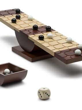 MARBLE Wooden Balance Strategy Game - Brown, Natural, Black & White